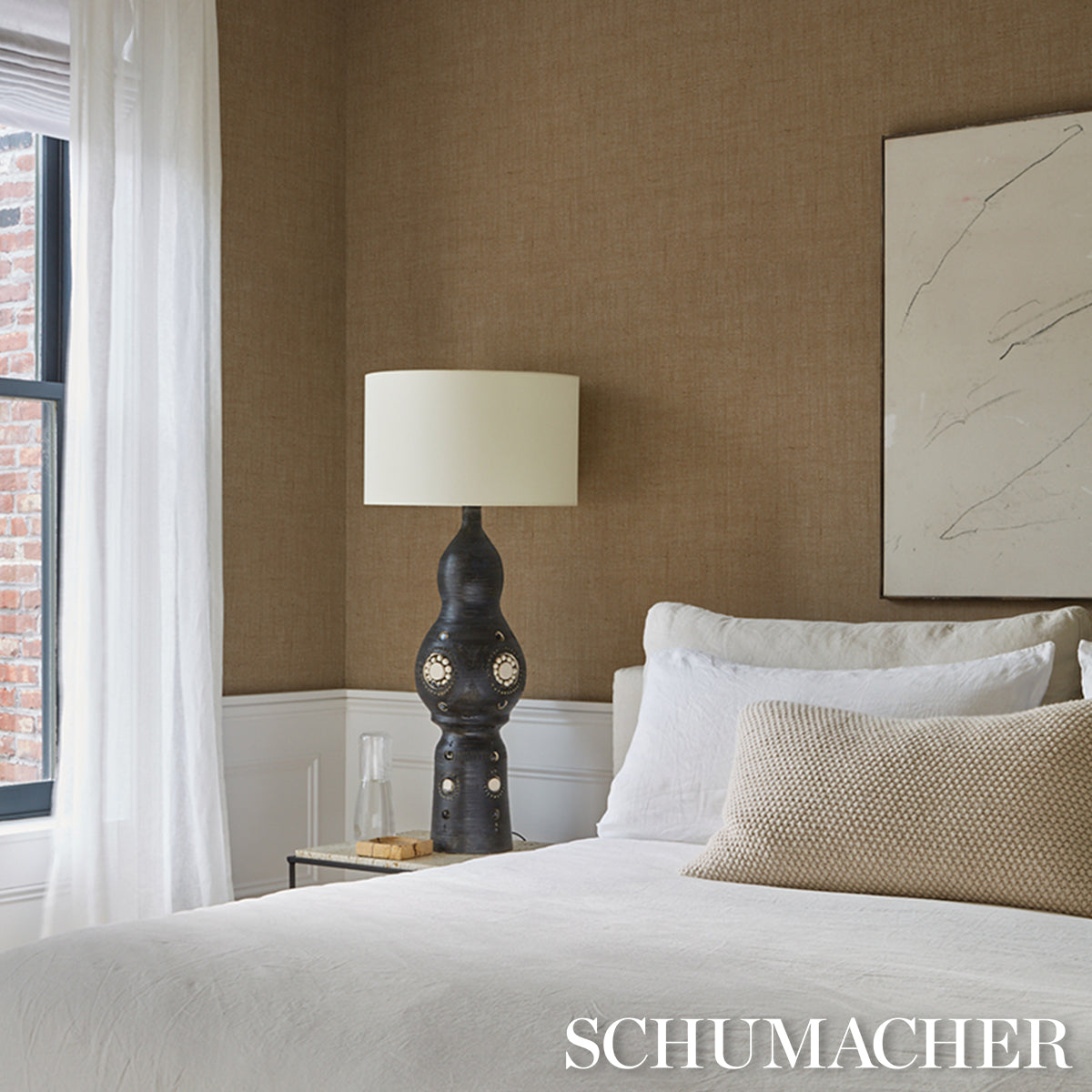 Bori Jute Weave - Natural - Schumacher 5017822 Wallpaper - Schumacher Wallpaper