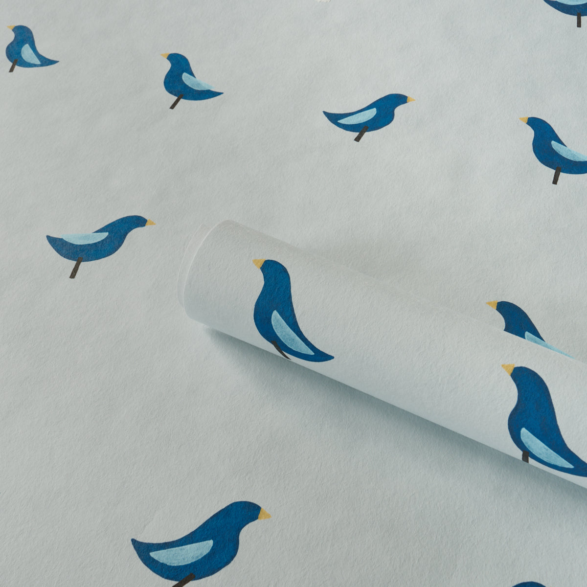 Birds Print - Navy On Sky - Schumacher 5017892 Wallpaper - Schumacher Wallpaper