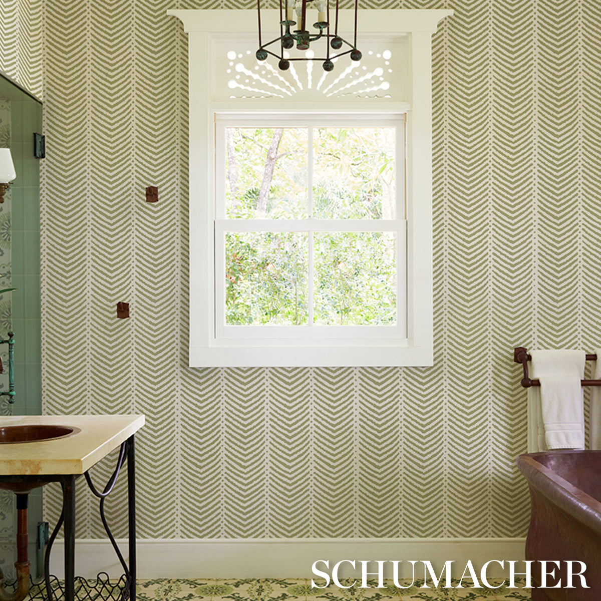 La Jolla - Olive - Schumacher 5017901 Wallpaper - Schumacher Wallpaper