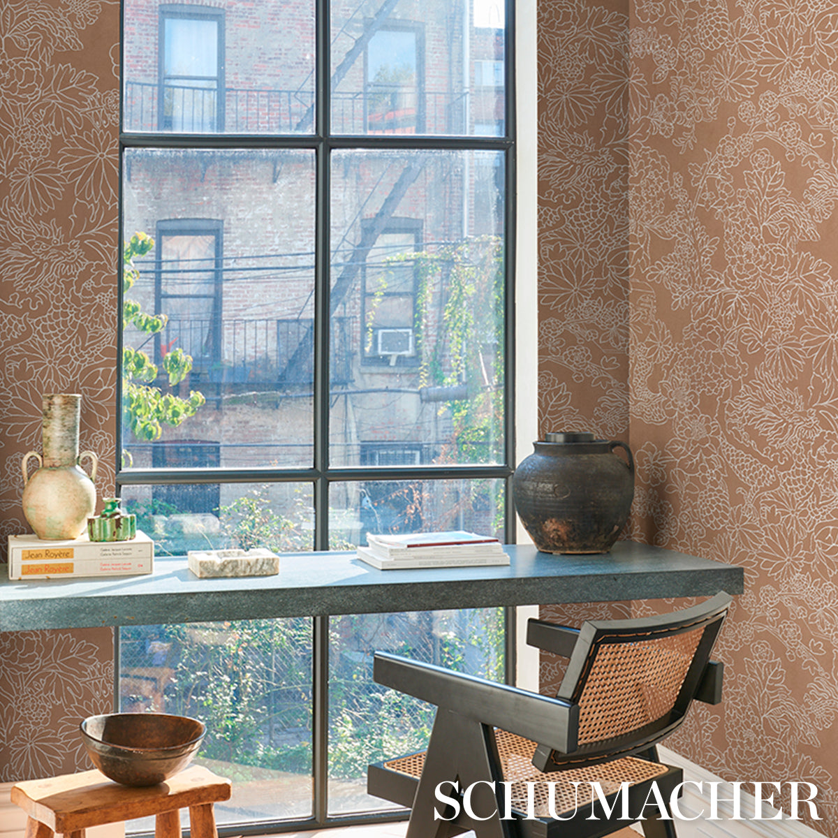 CHIANG-MAI-DRAGON-SILHOUETTE-MEDITERRANEAN-SPICE-SCHUMACHER-5017921 - Schumacher Wallpaper
