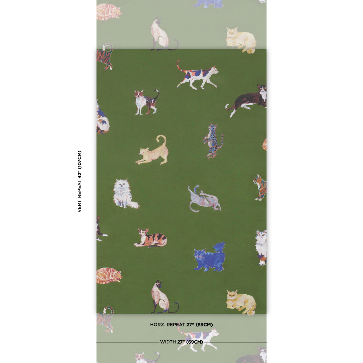 Cats - Green - Schumacher 5018070 Wallpaper - Schumacher Wallpaper
