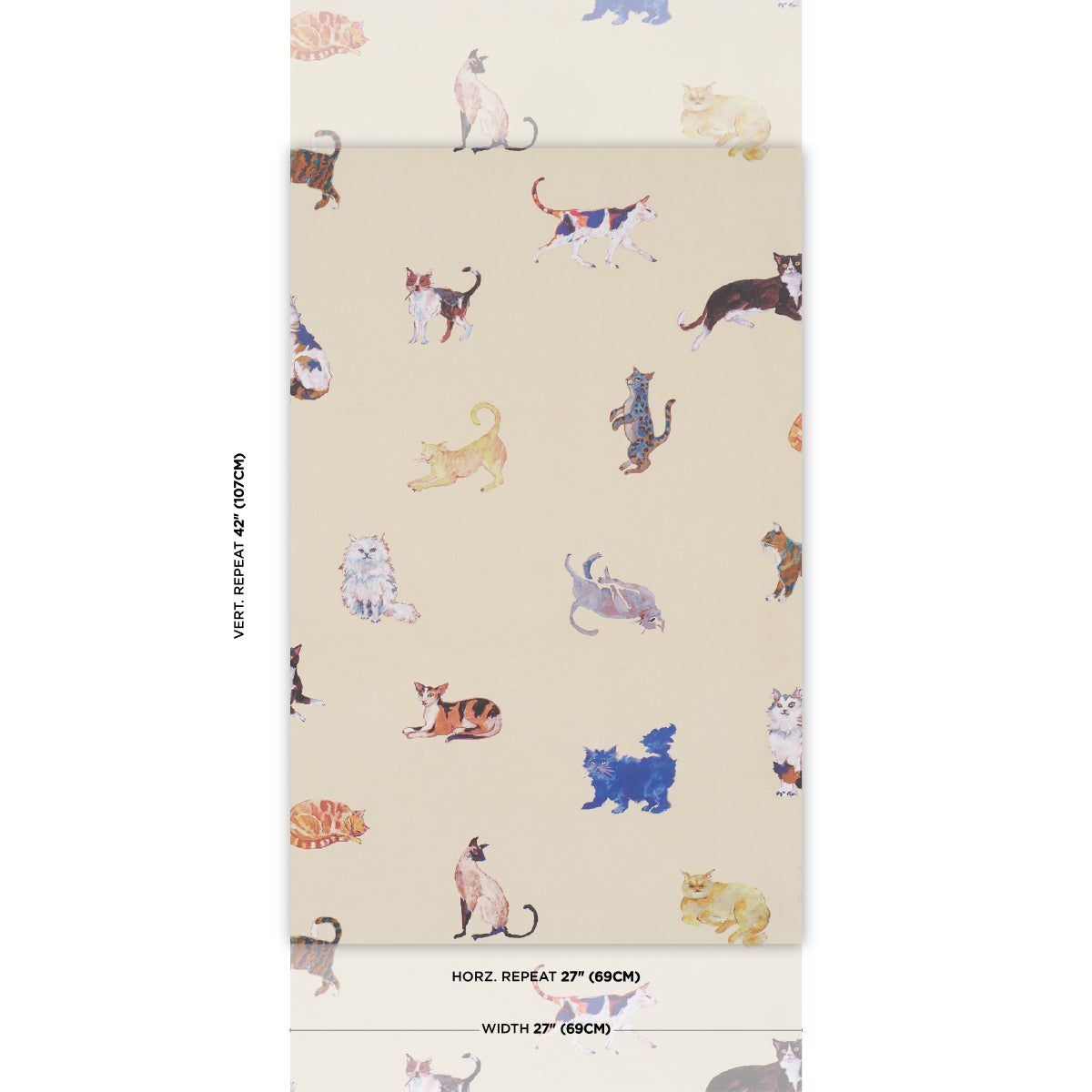 Cats - Cream - Schumacher 5018071 Wallpaper - Schumacher Wallpaper