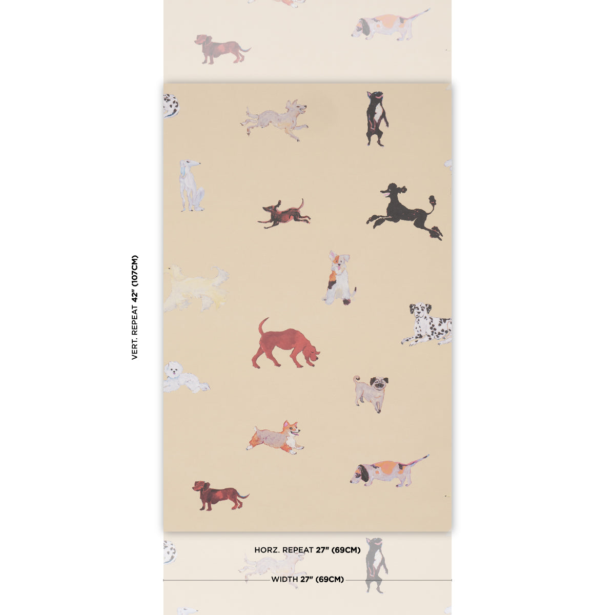 Dogs - Butter - Schumacher 5018080 Wallpaper - Schumacher Wallpaper