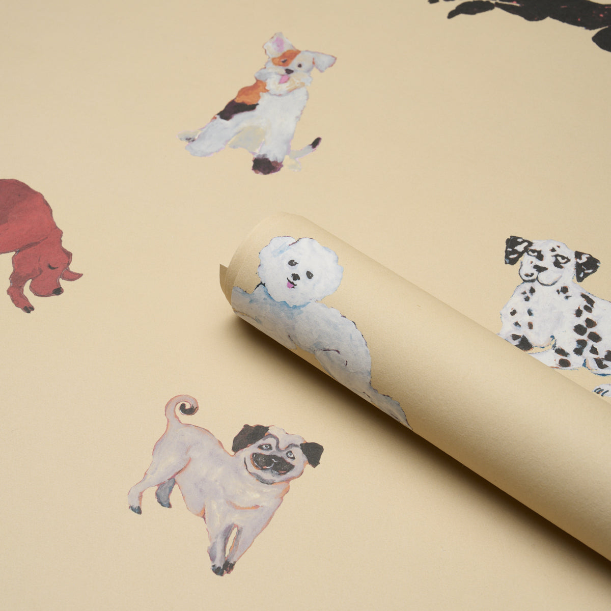 Dogs - Butter - Schumacher 5018080 Wallpaper - Schumacher Wallpaper