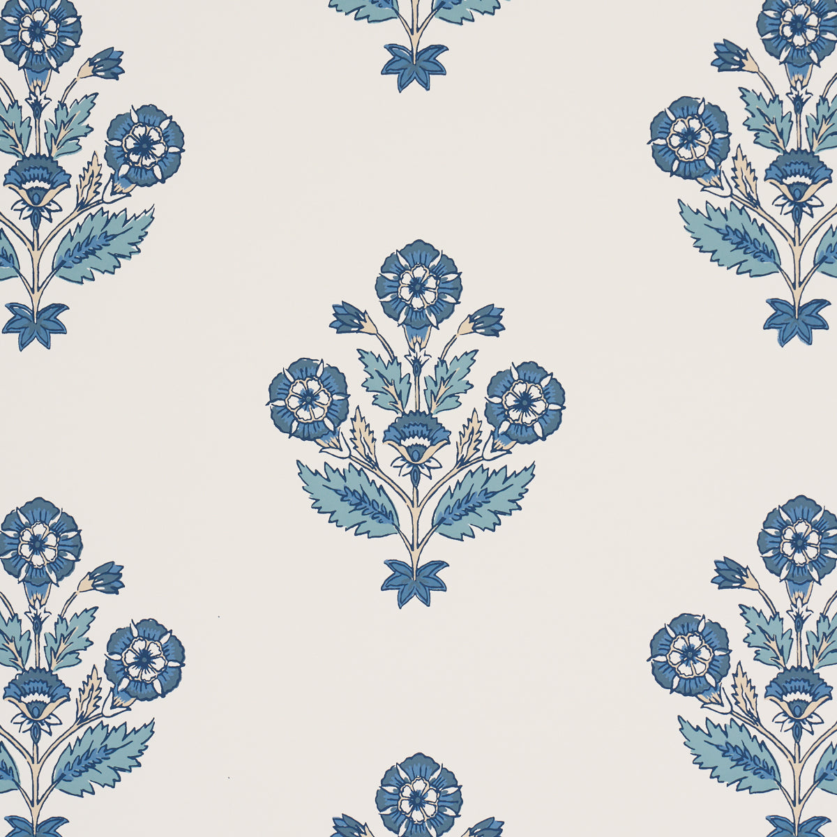 Dalila Hand-Screen Print - Blue - Schumacher 5018090 Wallpaper - Schumacher Wallpaper