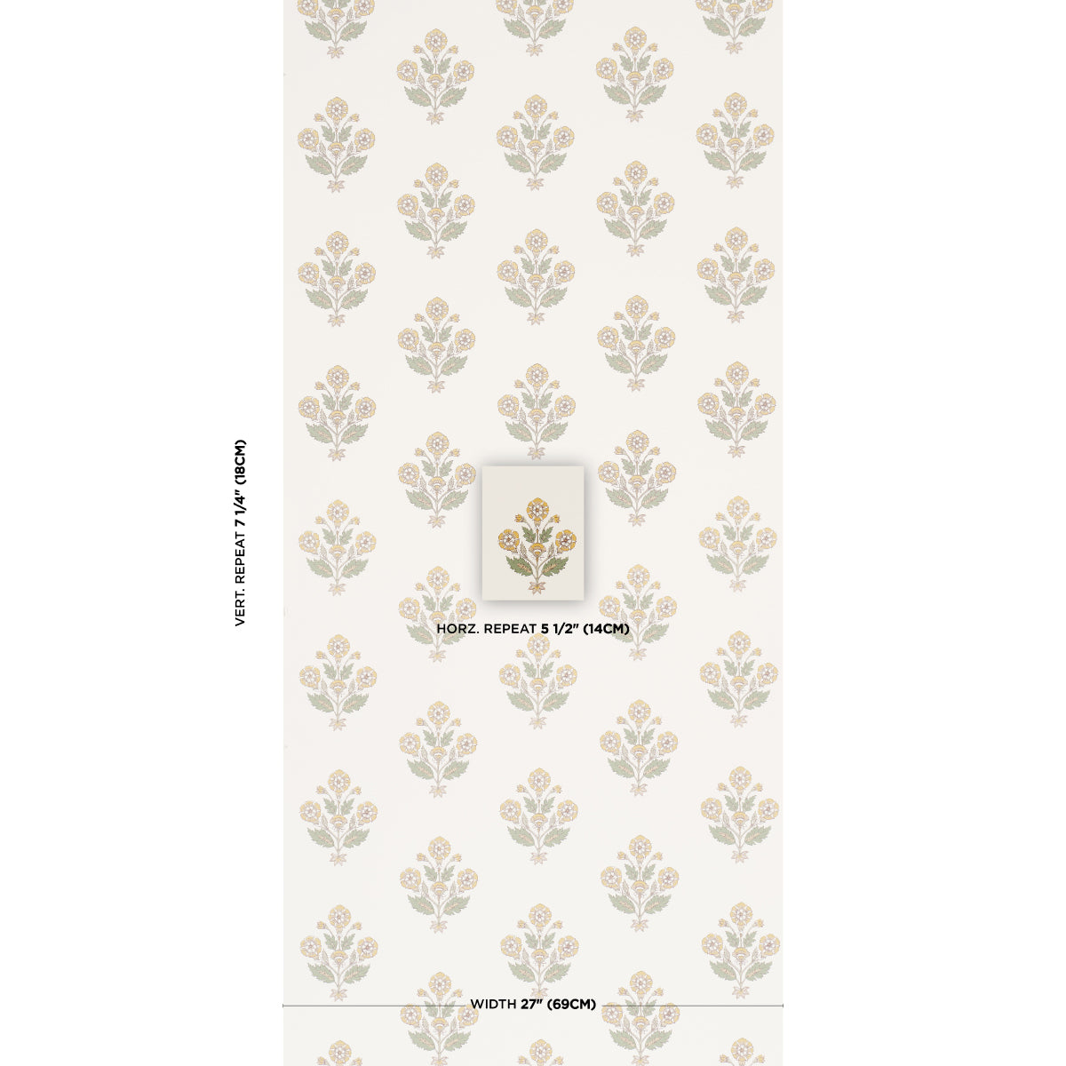 Dalila Hand-Screen Print - Yellow - Schumacher 5018092 Wallpaper - Schumacher Wallpaper
