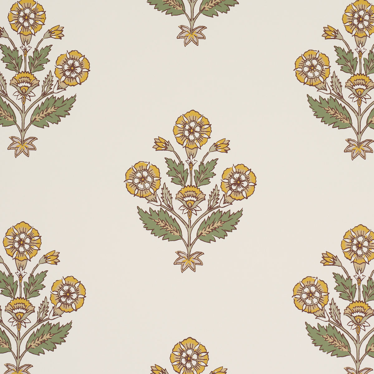 Dalila Hand-Screen Print - Yellow - Schumacher 5018092 Wallpaper - Schumacher Wallpaper