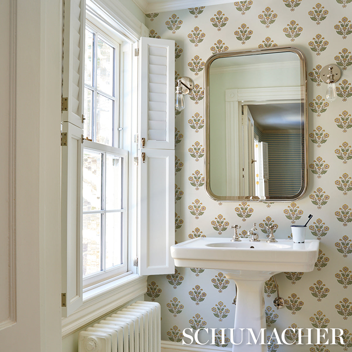 Dalila Hand-Screen Print - Yellow - Schumacher 5018092 Wallpaper - Schumacher Wallpaper