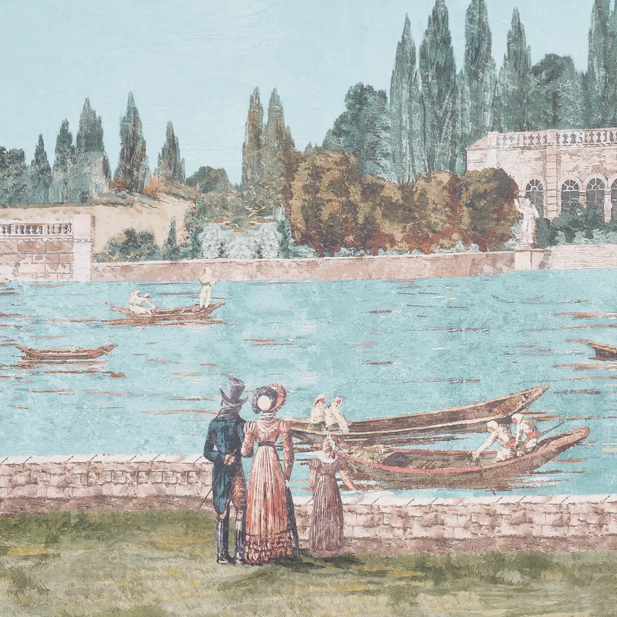 Promenade 4 Panel Set - Document - Schumacher 5018120 Wallcovering