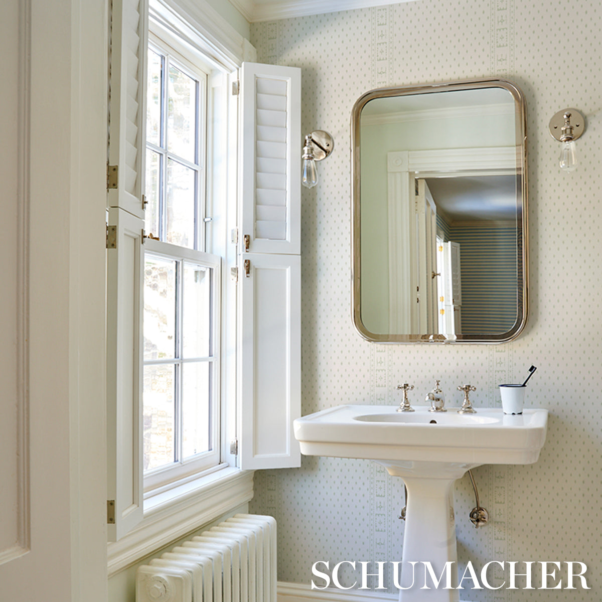 Indah Batik - Sage - Schumacher 5018240 Wallpaper - Schumacher Wallpaper