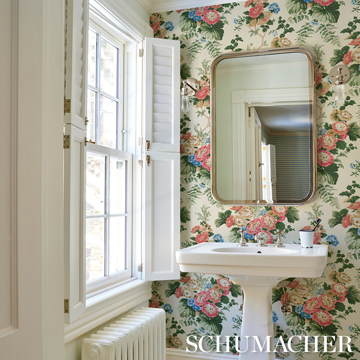 Wycombe Park - Red & Blue - Schumacher 5018340 Wallpaper - Schumacher Wallpaper