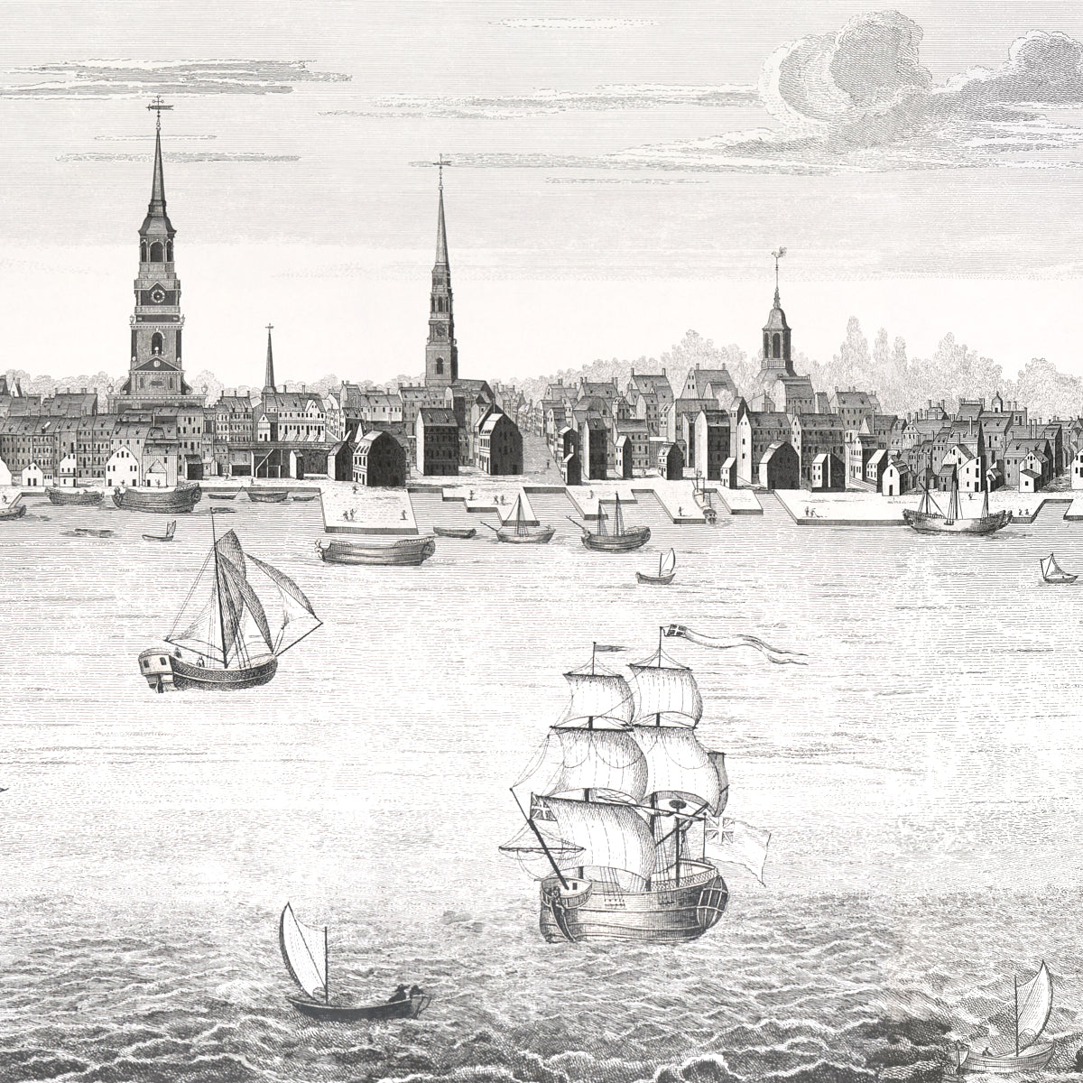 Philadelphia Harbor 3 Panel Set - Black - Schumacher 5018390 Wallpaper - Schumacher Wallpaper
