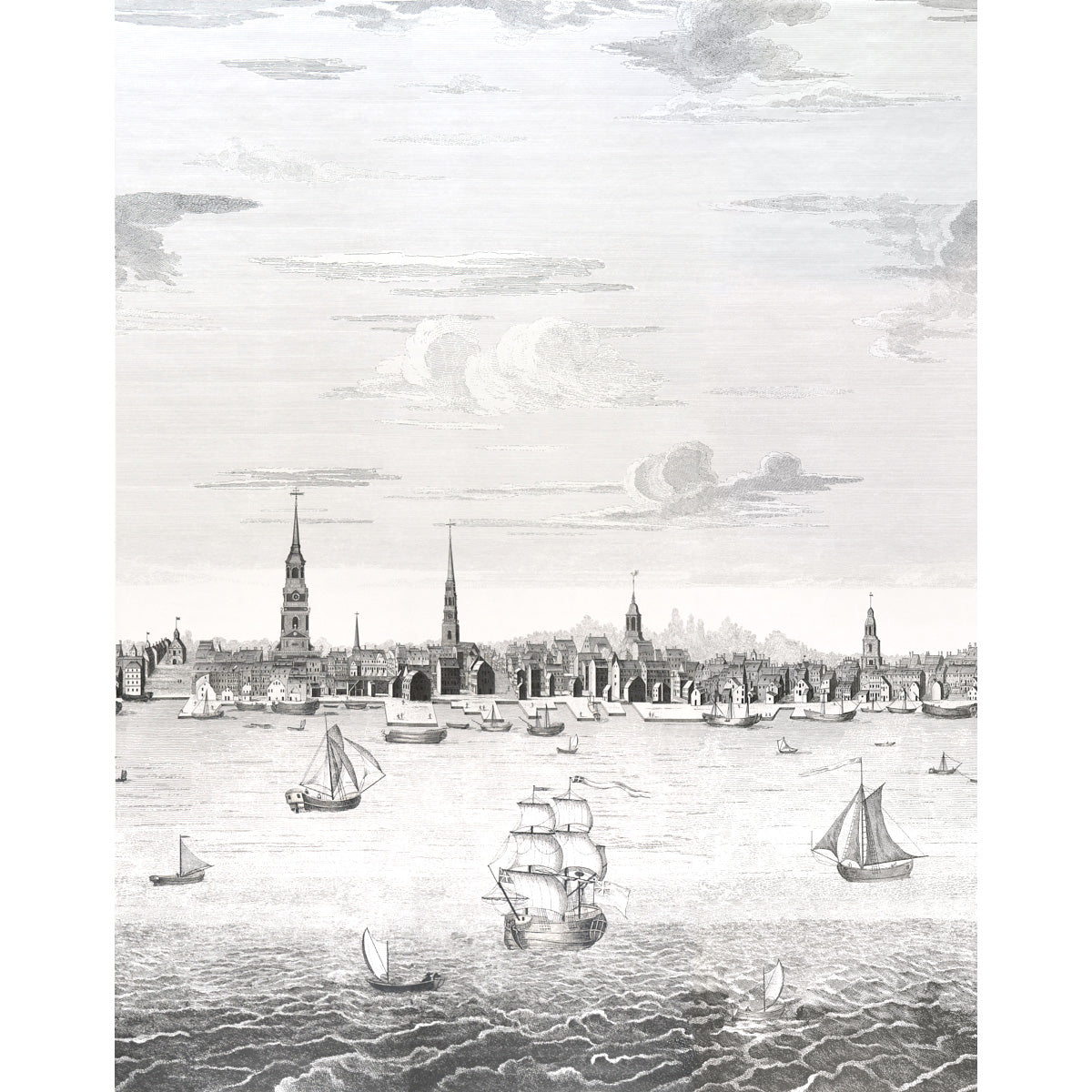 Philadelphia Harbor 3 Panel Set - Black - Schumacher 5018390 Wallpaper - Schumacher Wallpaper