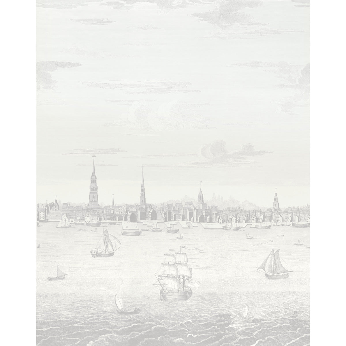 Philadelphia Harbor 3 Panel Set - Grey - Schumacher 5018392 Wallpaper