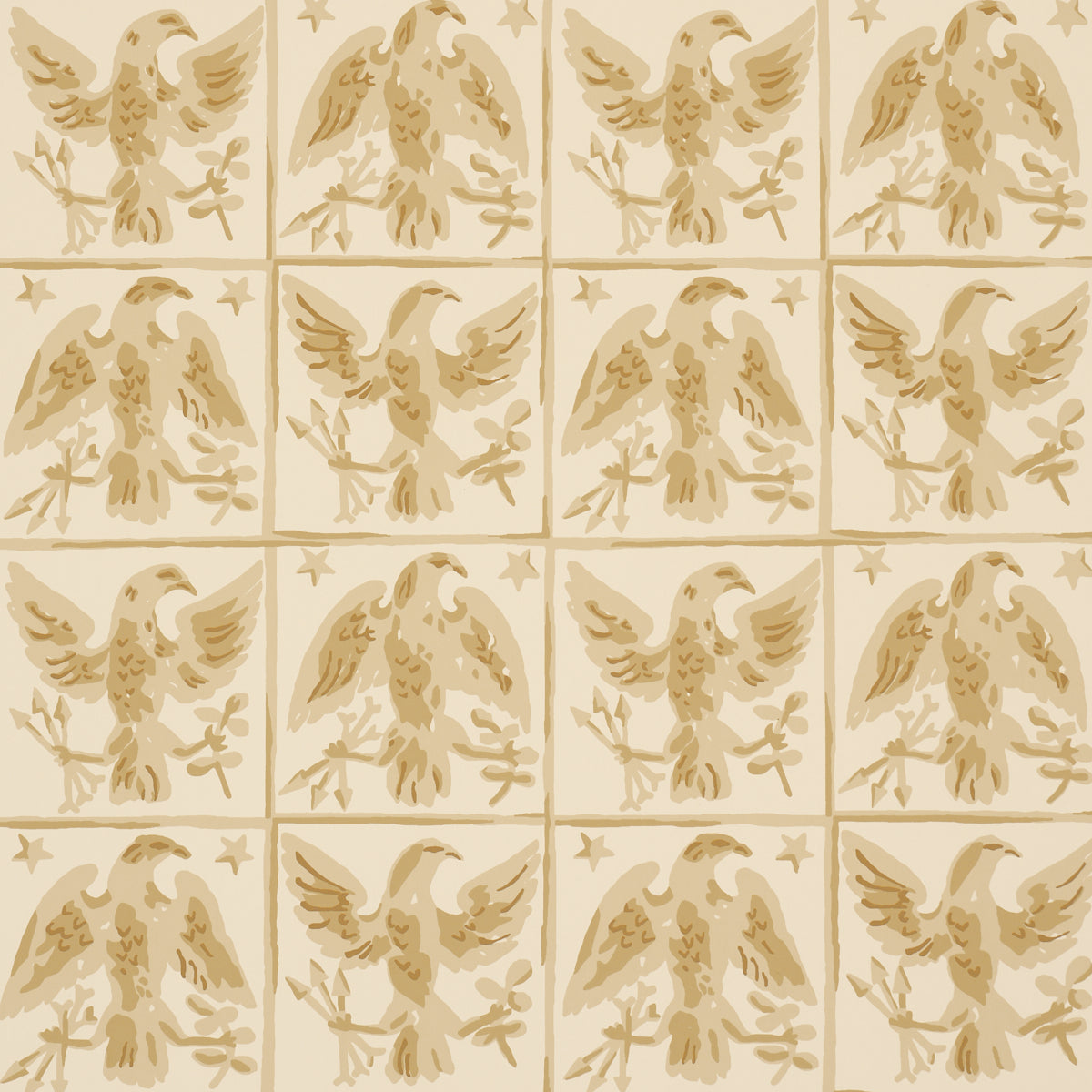 Barton'S Eagle Hand Print - Yellow - Schumacher 5018401 Wallpaper - Schumacher Wallpaper