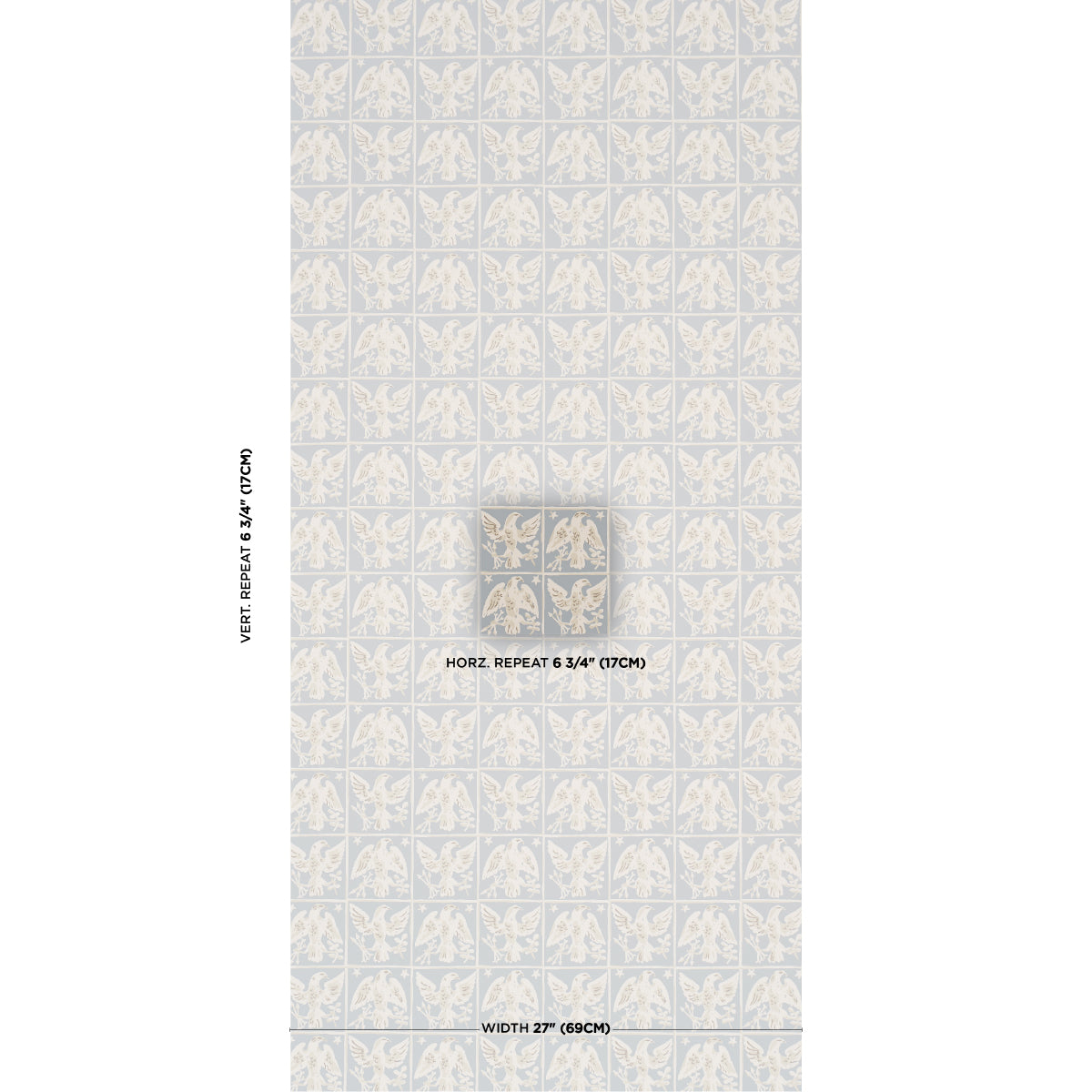 Barton'S Eagle Hand Print - Blue - Schumacher 5018402 Wallpaper - Schumacher Wallpaper