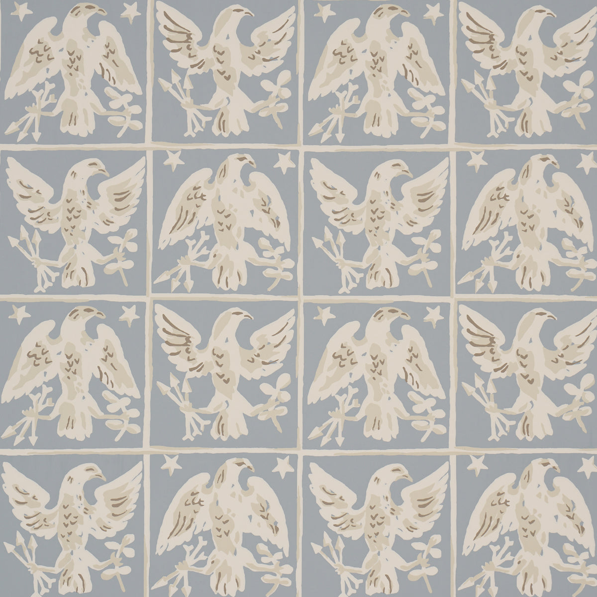 Barton'S Eagle Hand Print - Blue - Schumacher 5018402 Wallpaper - Schumacher Wallpaper