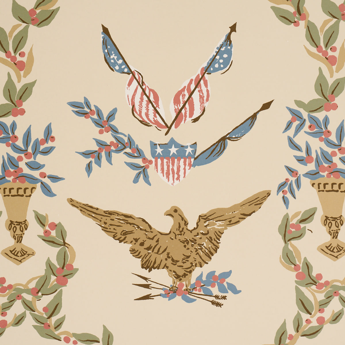 Schumacher Liberty's Laurels wallpaper in Neutral, 5018440 — view 3 - Schumacher Wallpaper