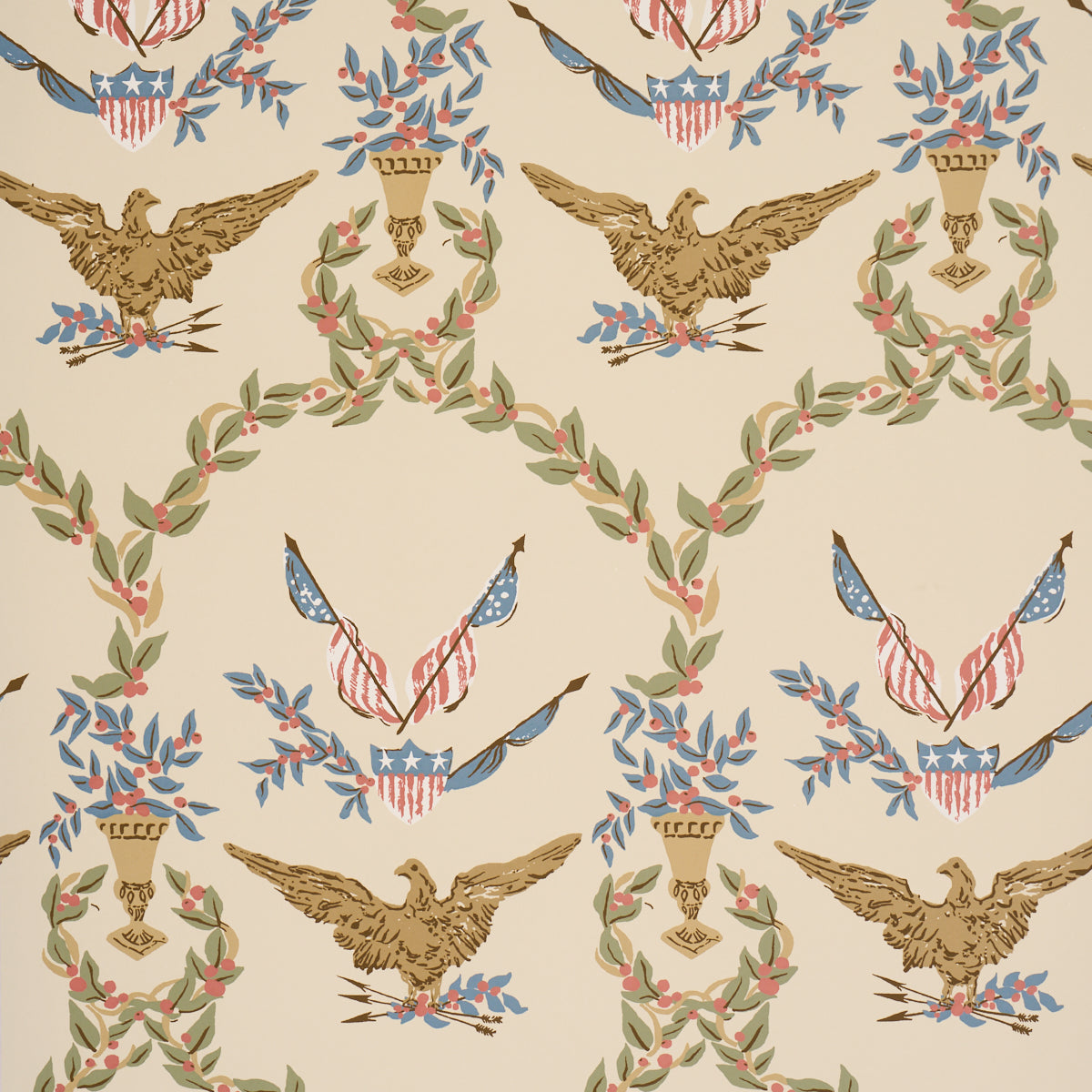 Schumacher Liberty's Laurels wallpaper in Neutral, 5018440 - Schumacher Wallpaper