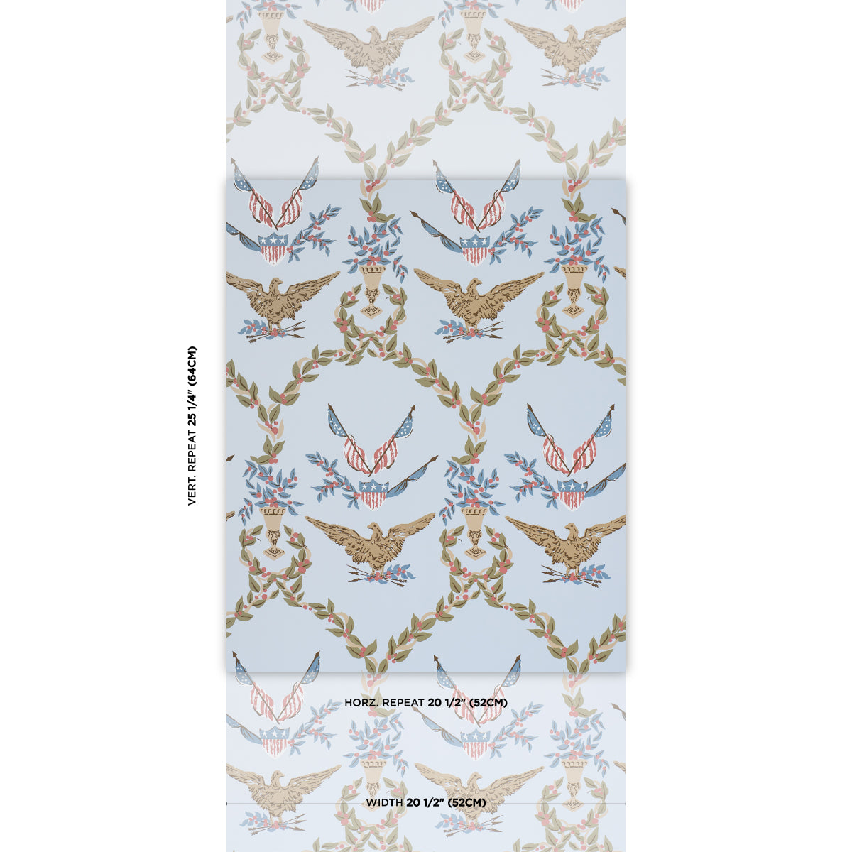 Schumacher Liberty's Laurels wallpaper in Blue, 5018441 — view 2 - Schumacher Wallpaper