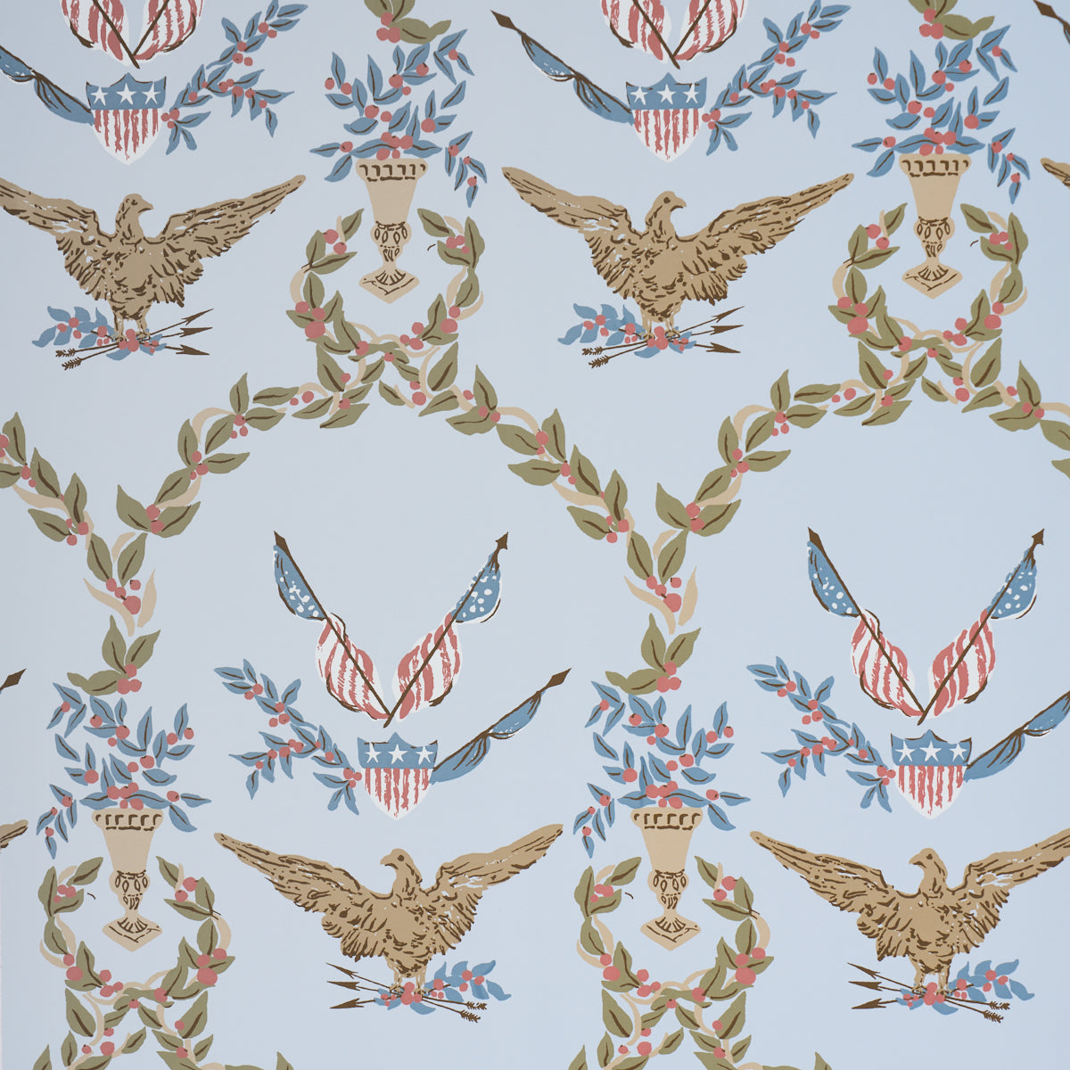 Schumacher Liberty's Laurels wallpaper in Blue, 5018441 - Schumacher Wallpaper