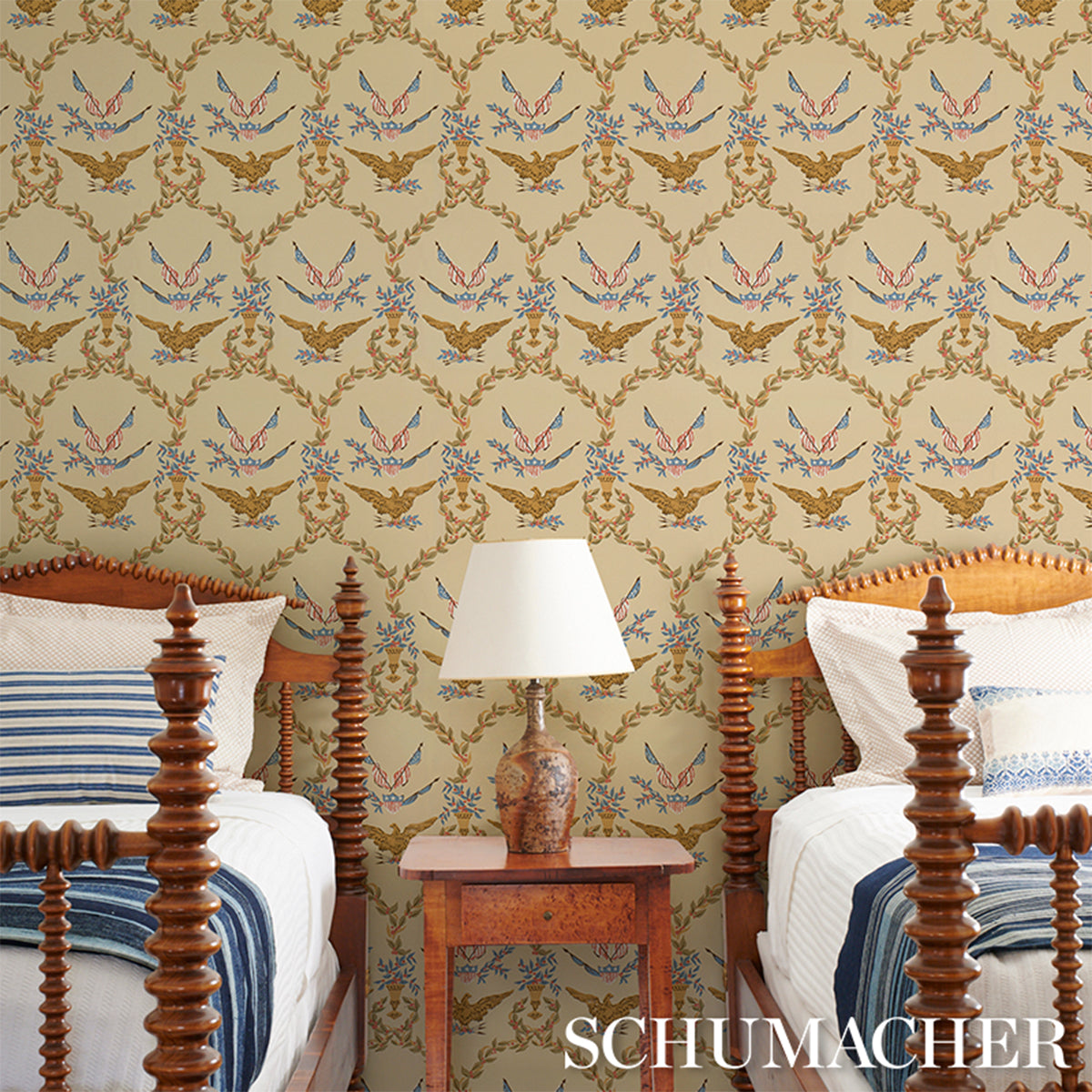 Schumacher Liberty's Laurels wallpaper in Green, 5018442 — view 5 - Schumacher Wallpaper