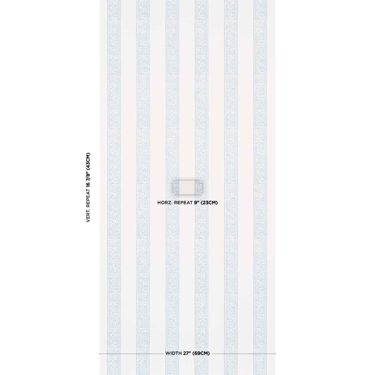 Schumacher Mahdavi Stripe wallpaper in Sky, 5018450 — view 2 - Schumacher Wallpaper