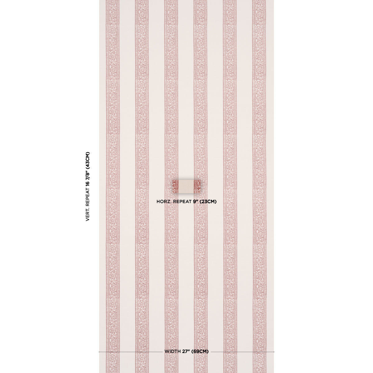 Schumacher Mahdavi Stripe wallpaper in Red, 5018452 — view 2 - Schumacher Wallpaper