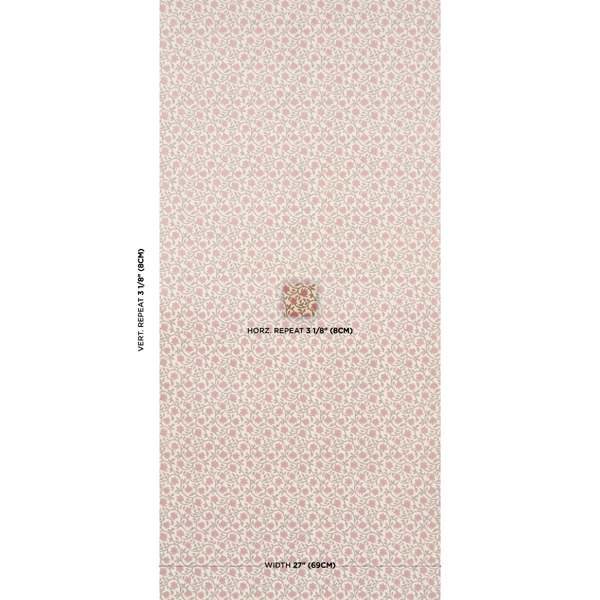 Schumacher Malaya Hand-Block Print wallpaper in Red, 5018462 — view 2 - Schumacher Wallpaper