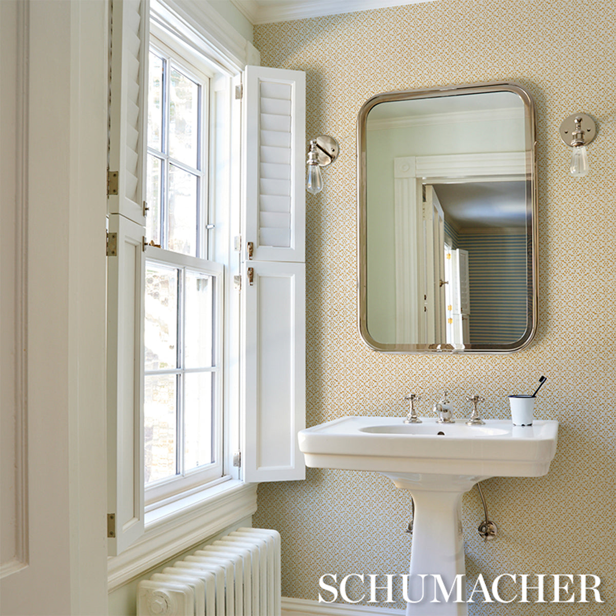 Schumacher Laksha wallpaper in Yellow, 5018481 — view 5 - Schumacher Wallpaper