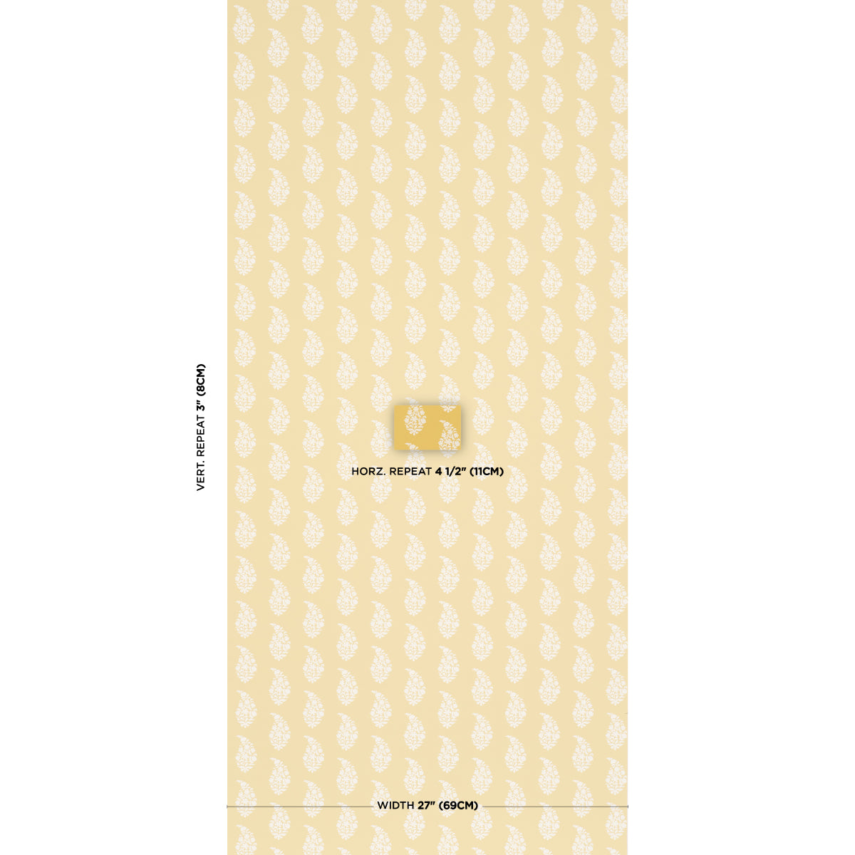 Schumacher Kaia Paisley wallpaper in Yellow, 5018492 — view 2 - Schumacher Wallpaper