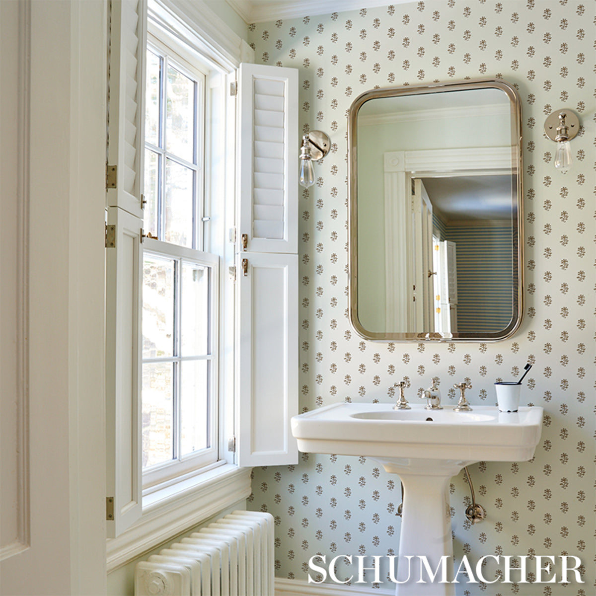 Schumacher Iksha wallpaper in Chestnut, 5018500 — view 6 - Schumacher Wallpaper