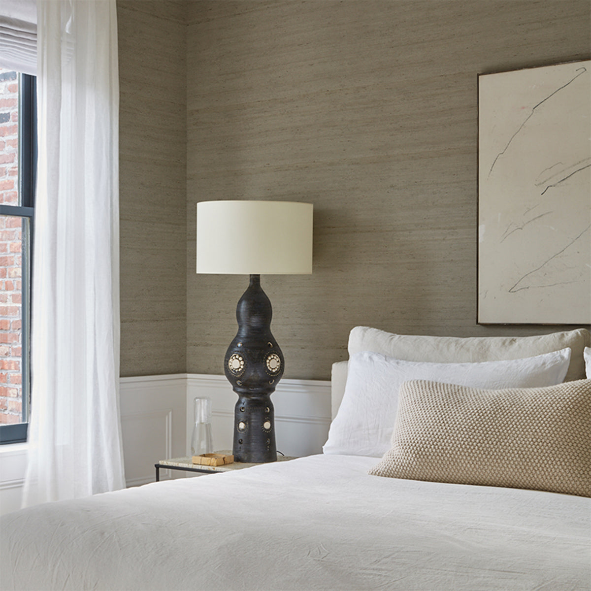 Schumacher Han Arrowroot wallpaper in Silver, 5018512 — view 5 - Schumacher Wallpaper