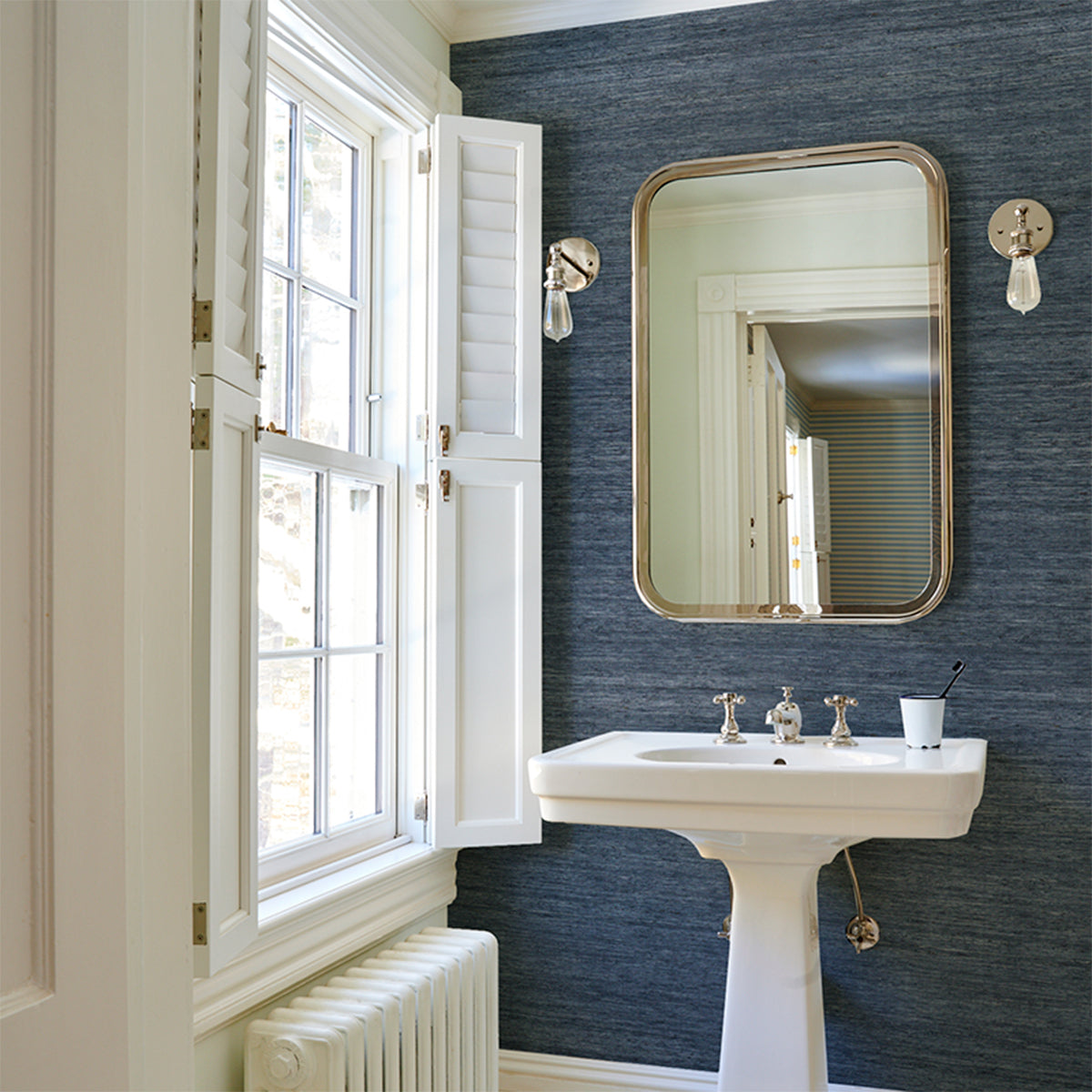 Schumacher Han Arrowroot wallpaper in Indigo, 5018515 — view 5 - Schumacher Wallpaper