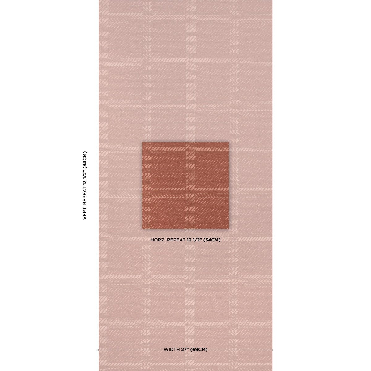 Schumacher Vibrato Plaid wallpaper in Terracotta, 5018612 — view 2 - Schumacher Wallpaper