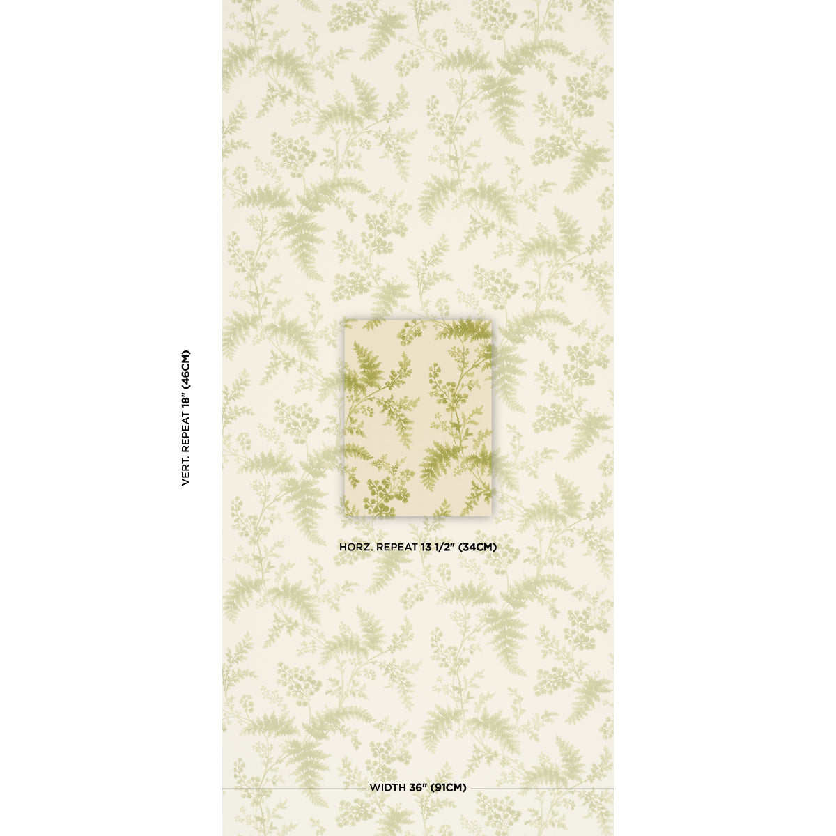 Schumacher Maidenhair wallpaper in Leaf, 5018621 — view 2 - Schumacher Wallpaper