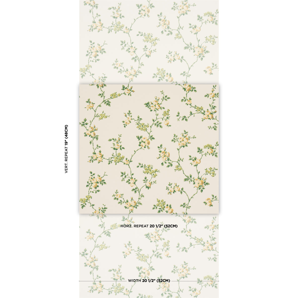 Schumacher A Rose Is A Rose Is A Rose wallpaper in Citron, 5018652 — view 2 - Schumacher Wallpaper