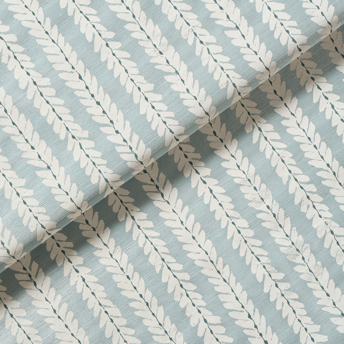 Schumacher Woodperry Hand Printed Sisal wallpaper in Water Blue, 5018710 — view 4 - Schumacher Wallpaper