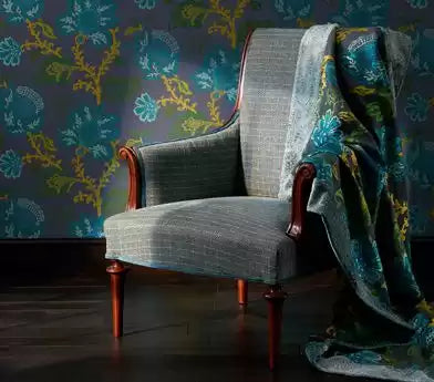 Umbria Todi Beige/Aqua - Nina Campbell - NCF4262-01 Fabric