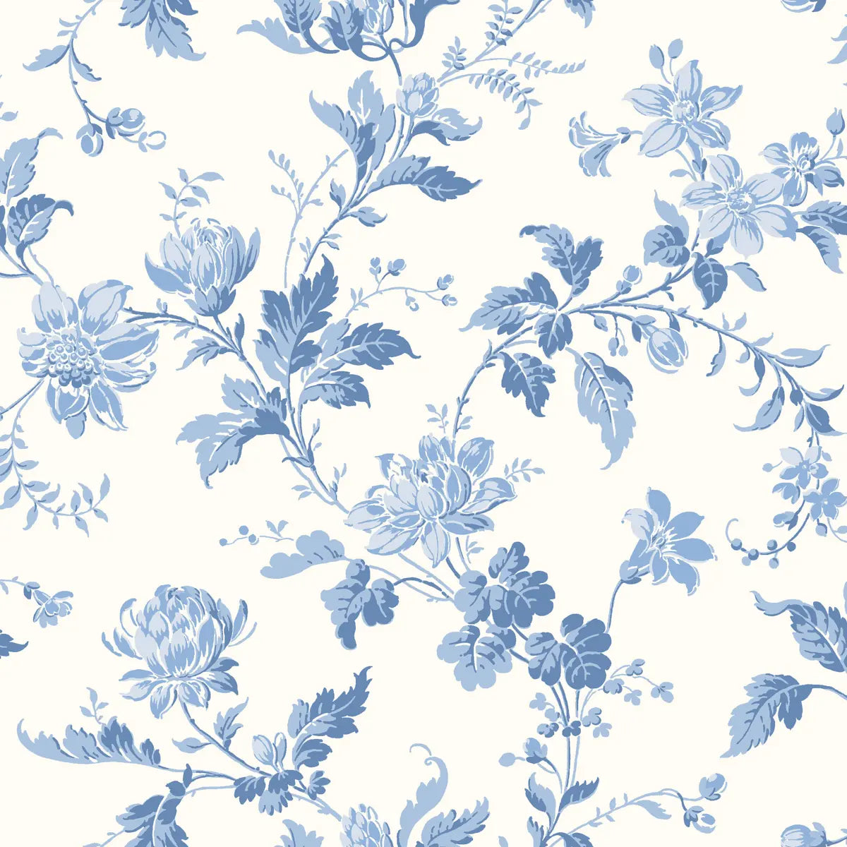 Blomslinga - Blue And White - Schumacher 6146 Wallcovering - Schumacher Wallpaper