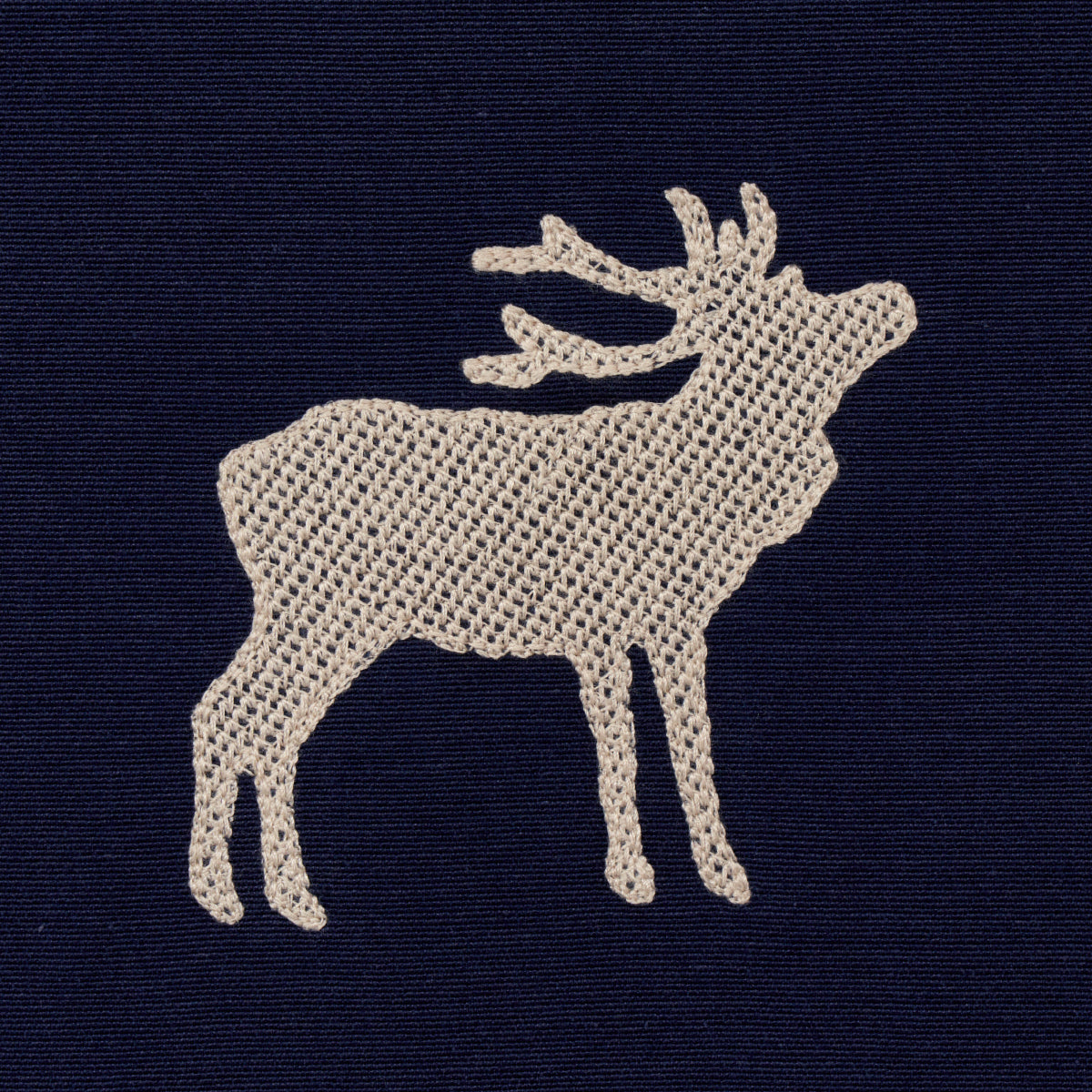 CARIBOU-EMBROIDERY-NAVY-SCHUMACHER-67162 - Schumacher Fabric