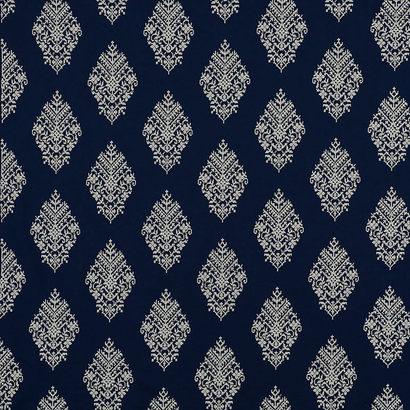 ZINDA-EMBROIDERY-NAVY-SCHUMACHER-70222 - Schumacher Fabric