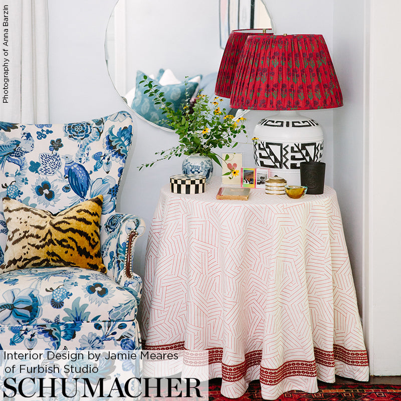 TALITHA-TAPE-RED-ON-NATURAL-SCHUMACHER-70646 - Schumacher Recortar