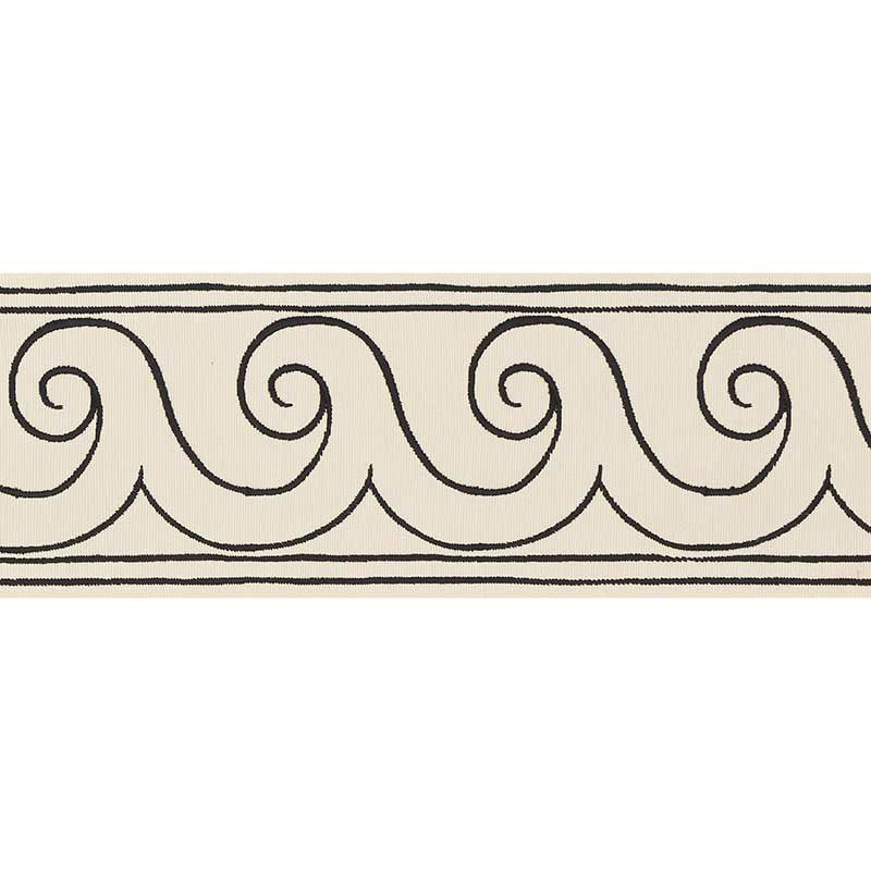 GREEK-WAVES-TRIM-BLACK-ON-IVORY-SCHUMACHER-70750 - Schumacher Recortar