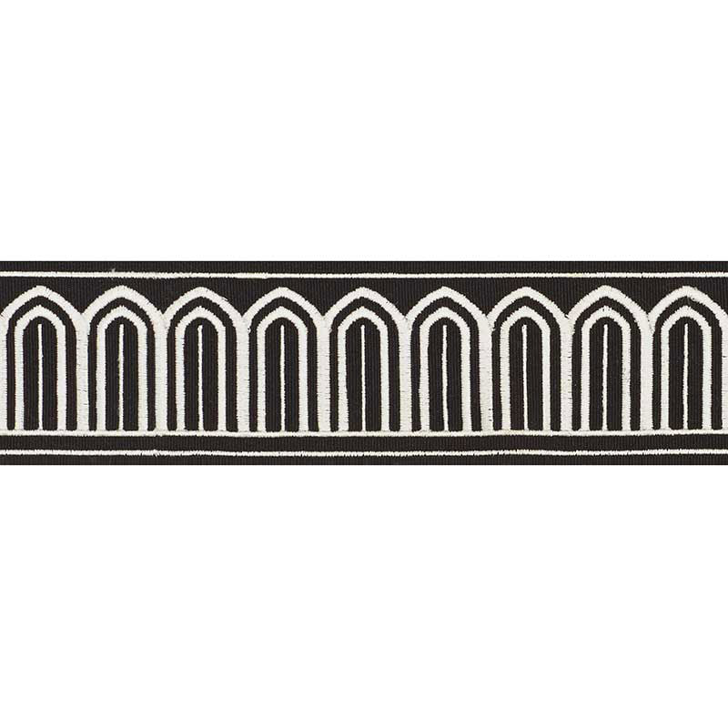 ARCHES-EMBROIDERED-TAPE-MEDIUM-WHITE-ON-BLACK-SCHUMACHER-70766 - Schumacher Trim