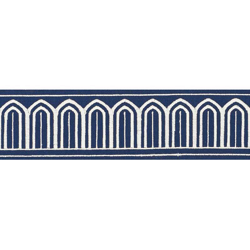 ARCHES-EMBROIDERED-TAPE-MEDIUM-MARINE-SCHUMACHER-70767 - Schumacher Trim