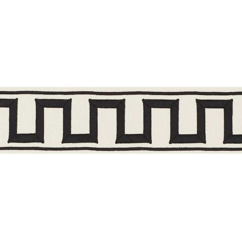 GREEK-KEY-EMBROIDERED-TAPE-BLACK-ON-IVORY-SCHUMACHER-70790 - Schumacher Trim