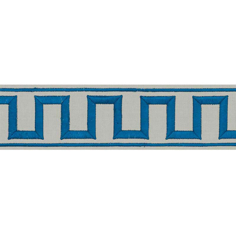 GREEK-KEY-EMBROIDERED-TAPE-PEACOCK-MINERAL-SCHUMACHER-70799 - Schumacher Trim