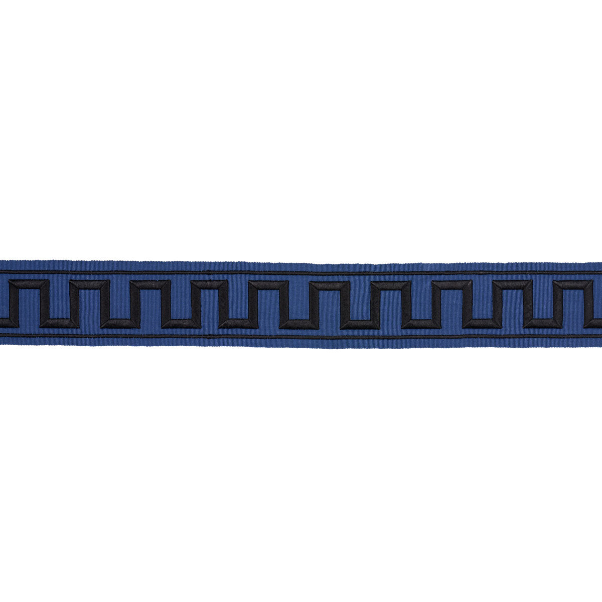 GREEK-KEY-EMBROIDERED-TAPE-BLACK-ON-NAVY-SCHUMACHER-70803 - Schumacher Trim