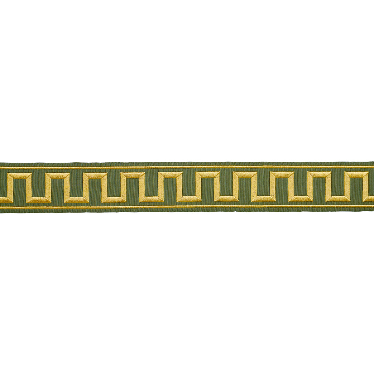 GREEK-KEY-EMBROIDERED-TAPE-OLIVE-SCHUMACHER-70809 - Schumacher Trim